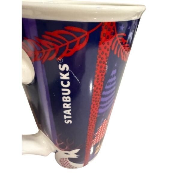 "Starbucks" Set Of 2 Tall Coffee Mugs 18 OZ Cups Bistro Purple Christmas Deer - Picture 7 of 15